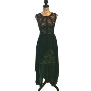 Nightway Formal Cocktail Dress Navy Size 8 Sexy Lace Chiffon Party Event